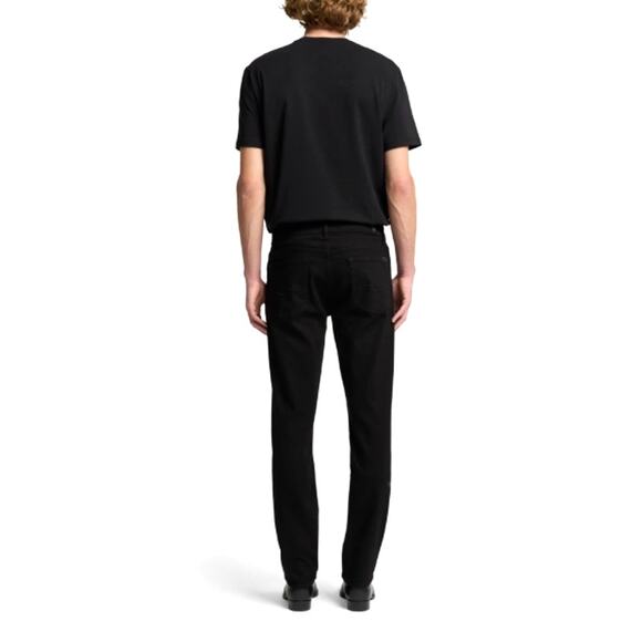7 For all Mankind Men's Black Mid Waist Slimmy Luxe Performance Jeans Size 34 - Picture 2 of 11